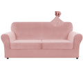Znsayotx Oversized Velvet 3 Piece Couch Cover With 2 Extra Large Seat Cushion Covers Stretch Sofa Cover For 2 Cushion Couch Thick Soft Loveseat Sofa Slipcover (Rose),71'-91'(2 Cushions)