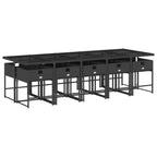 vidaXL 11 Piece Patio Dining Set - Black Poly Rattan w/Cushions & Glass Tabletop - Outdoor/Garden/Patio Furniture