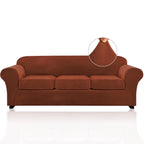 Princedeco 4 Pieces Couch Covers Extra Large Couch Covers For 3 Cushion Sofa Width Up To 105 Inch Thick Soft Furniture Slipcovers With 3 Individual Large Cushion Covers(X-Large, Rust)