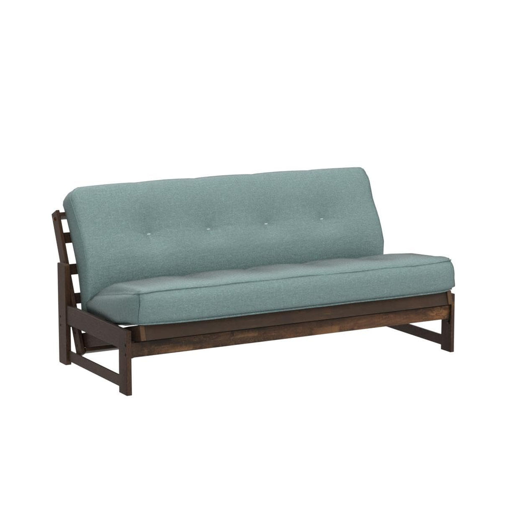 Kodiak Furniture Aspen Futon With Linen Fabric Mattress In Reclaim Mocha/Blue