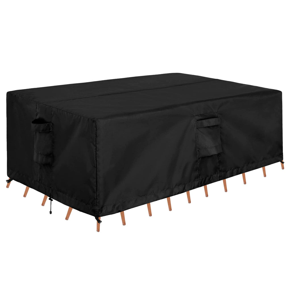 Outdoorlines Outdoor Waterproof Patio Table Furniture Set Covers - Rectangle Couch Sectional Cover Outside Weatherproof Patio Furniture Covering For Deck, Lawn And Backyard 130'L X 84'W X 28'H, Black
