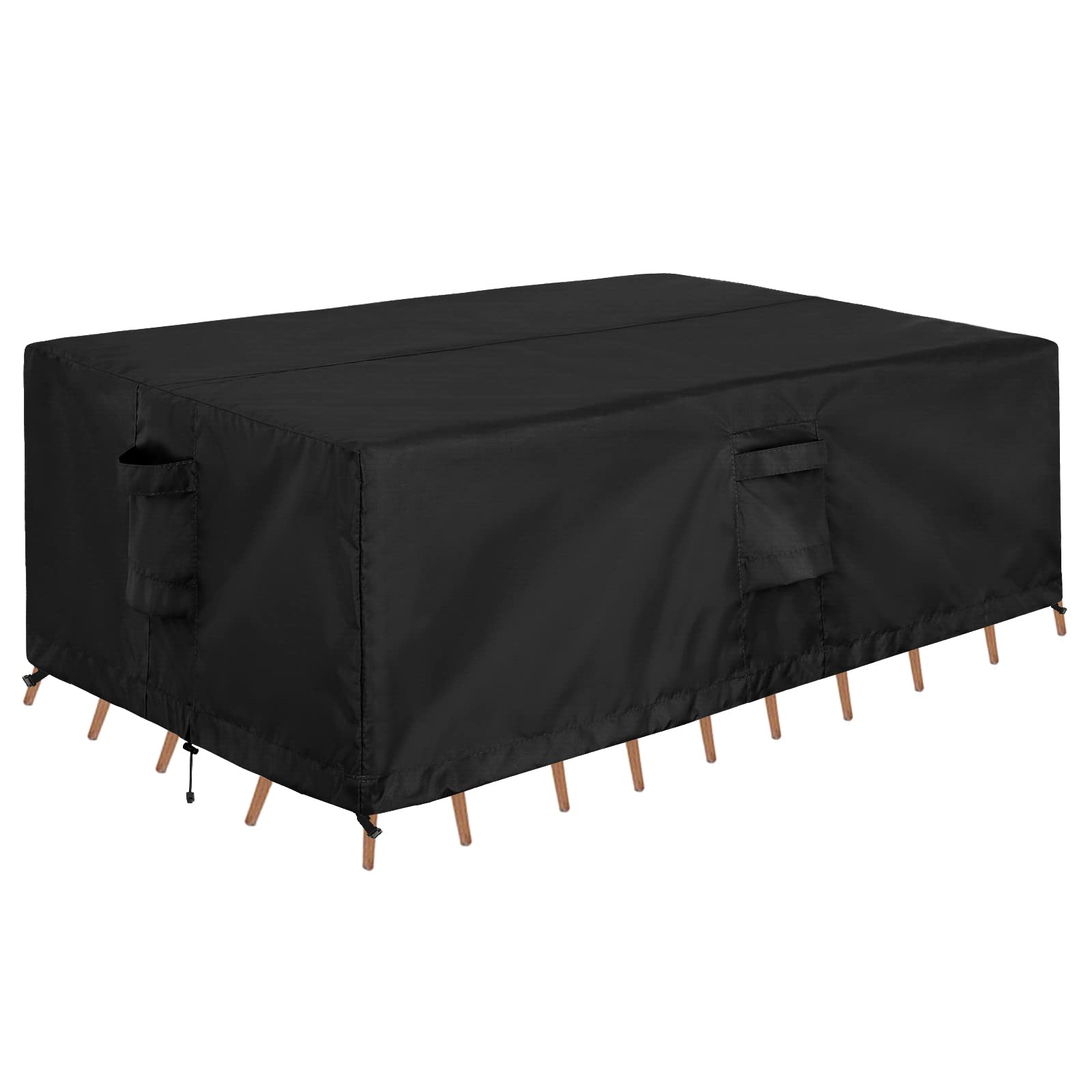 Outdoorlines Outdoor Waterproof Patio Table Furniture Set Covers - Rectangle Couch Sectional Cover Outside Weatherproof Patio Furniture Covering For Deck, Lawn And Backyard 130'L X 84'W X 28'H, Black