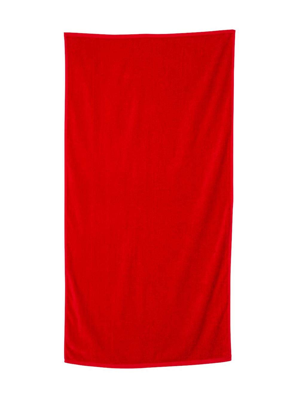 Q-Tees Velour Beach Towel One Size Red