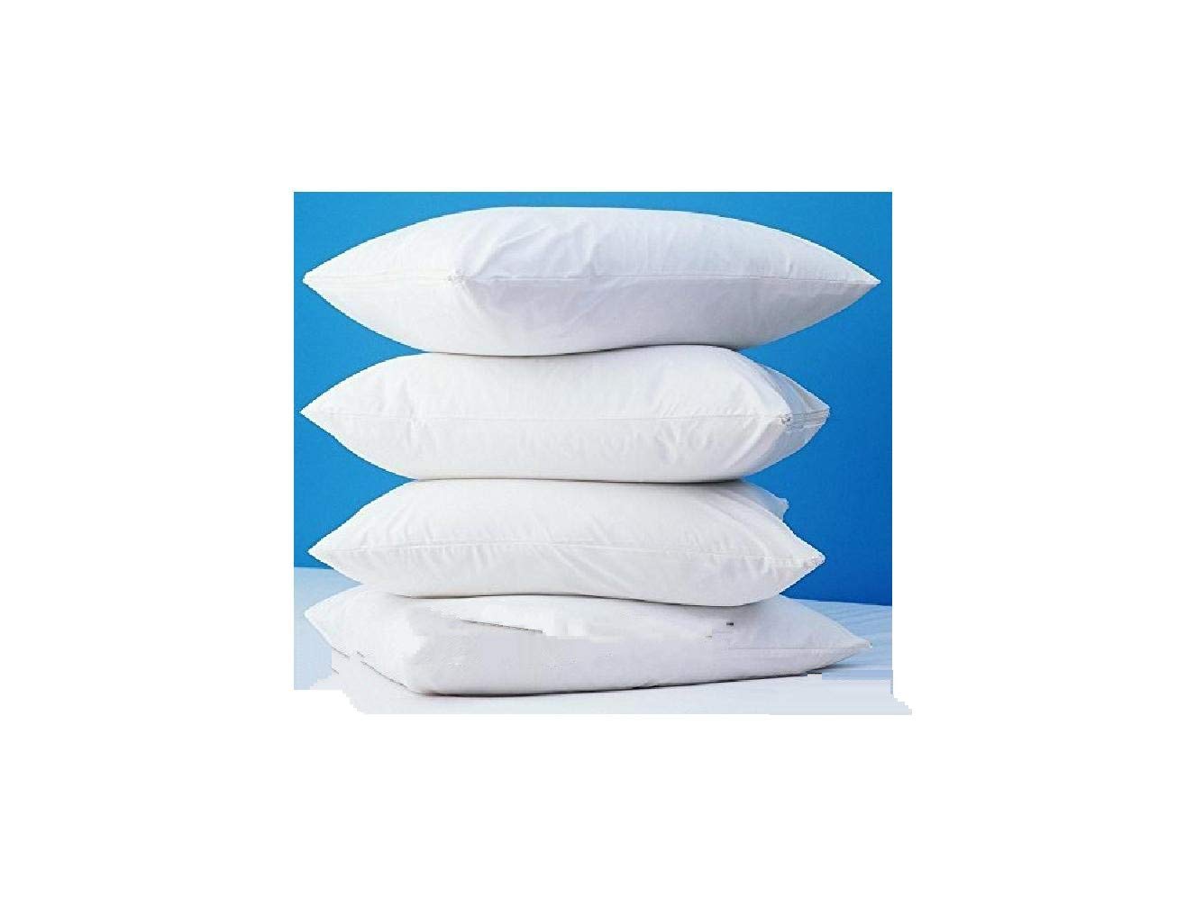 4 Pack Deluxe Zippered Vinyl Pillow Covers - Waterproof Protectors For Longer Lasting Pillows Standard Size 21X27 Ideal For Home