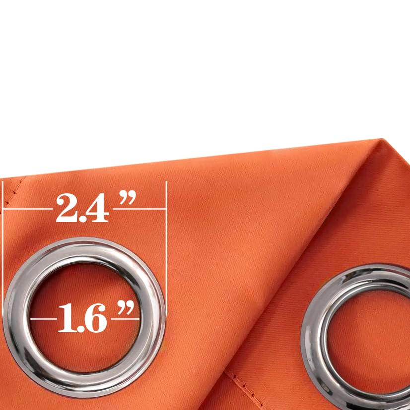 Mrs.Naturall Orange Blackout Curtains 96 Inches Long 2 Panel Set,Fall Pumpkin Halloween Decorative Hippie Room Darkening Curtain