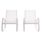 Modway Traveler Outdoor Patio Aluminum Mesh Rocking Sling Gliders, Two Lounge Chairs, White