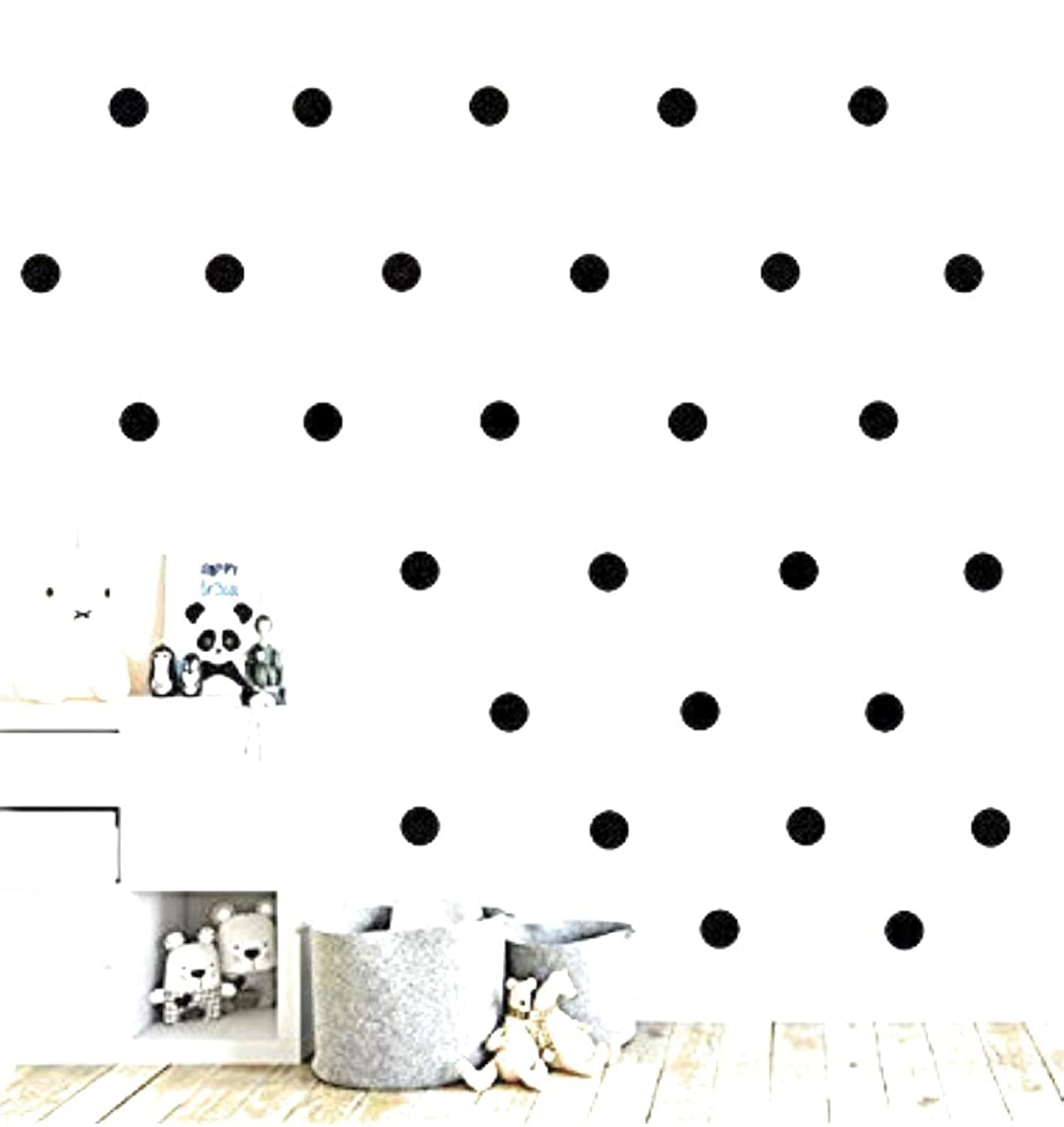 Black Wall Decal Dots (200 Decals) | Easy Peel & Stick + Safe on Walls Paint | Removable Matte Vinyl Polka Dot Decor | Round Cir