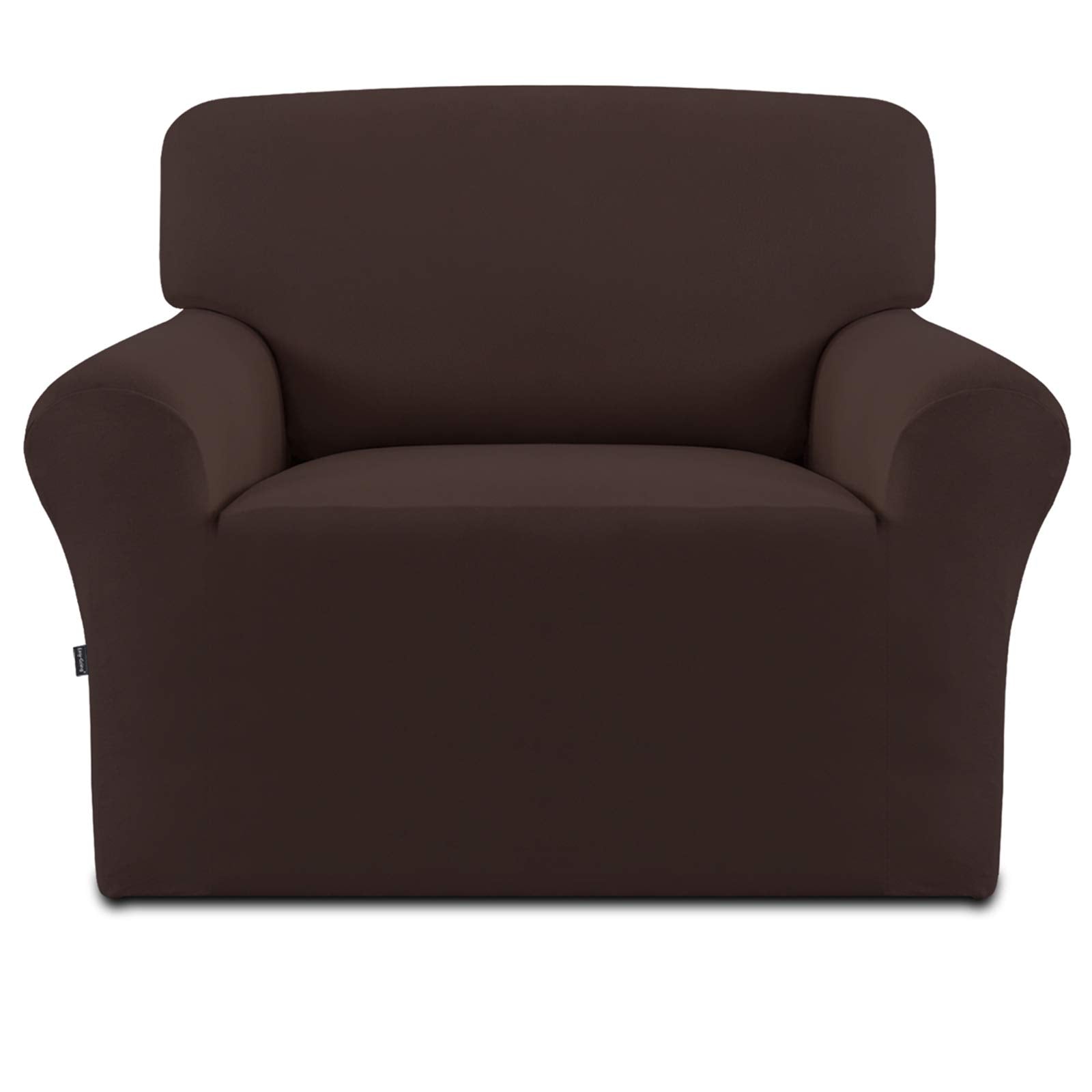 Easy-Going Fleece Stretch Sofa Slipcover Spandex Non-Slip Soft Couch Sofa Cover, Washable Furniture Protector With Anti-Skid Foam And Elastic Bottom For Kids, Pets(Chair, Chocolate)