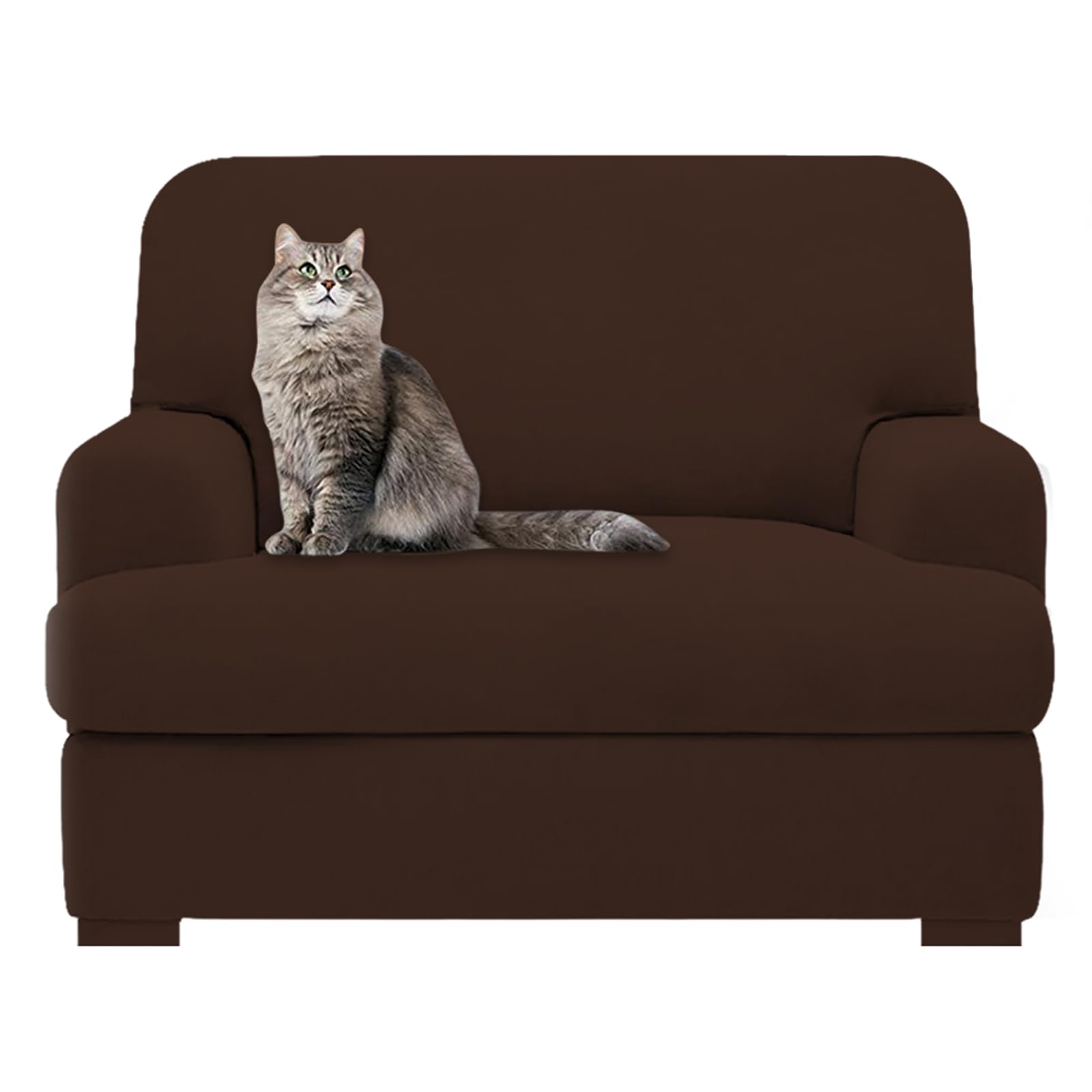 Molasofa T Cushion Chair Slipcover With 1 Individual T Cushion Shape Seat Cover For Home Décor, 2 Pieces Stretchable, Washable, Non-Pilling, Non-Slip Chair Cover (Oversized Armchair,Chocolate)