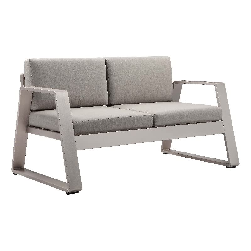Pangea Home Air 33x57 Two Seater Modern Aluminum Sofa in Gray Finish