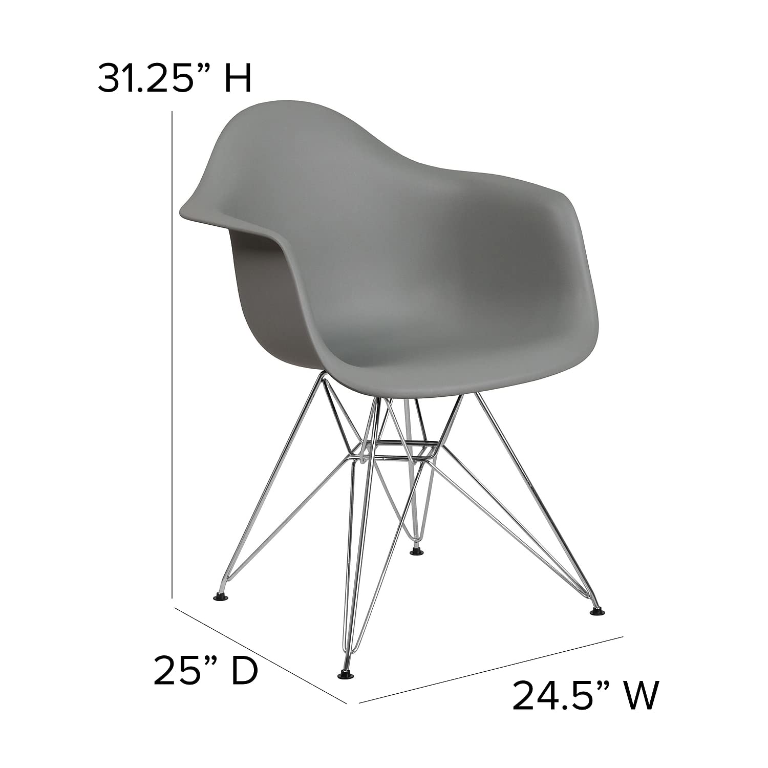Flash Furniture Alonza Series Moss Gray Plastic Chair With Chrome Base