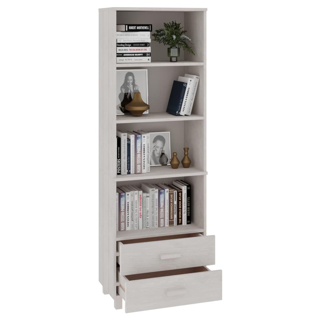 vidaXL HAMAR White Highboard 23.6&quot;x13.8&quot;x70.9&quot; - Solid Wood Pine, Spacious Display Cabinet, Storage Organizer with Drawers and Shelves, Durable Construction, Modern Design