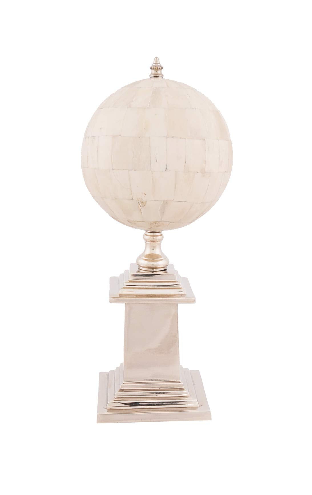 HomeRoots Decor 6.5-inch x 6.5-inch x 14.5-inch Bone Globe With Alluminum Base