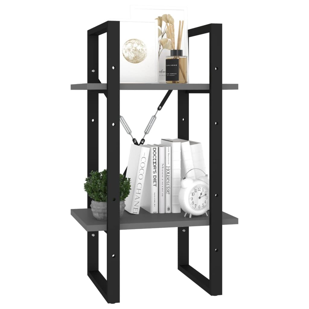 vidaXL 2-Tier Book Cabinet Gray 15.7"x11.8"x27.6" Chipboard