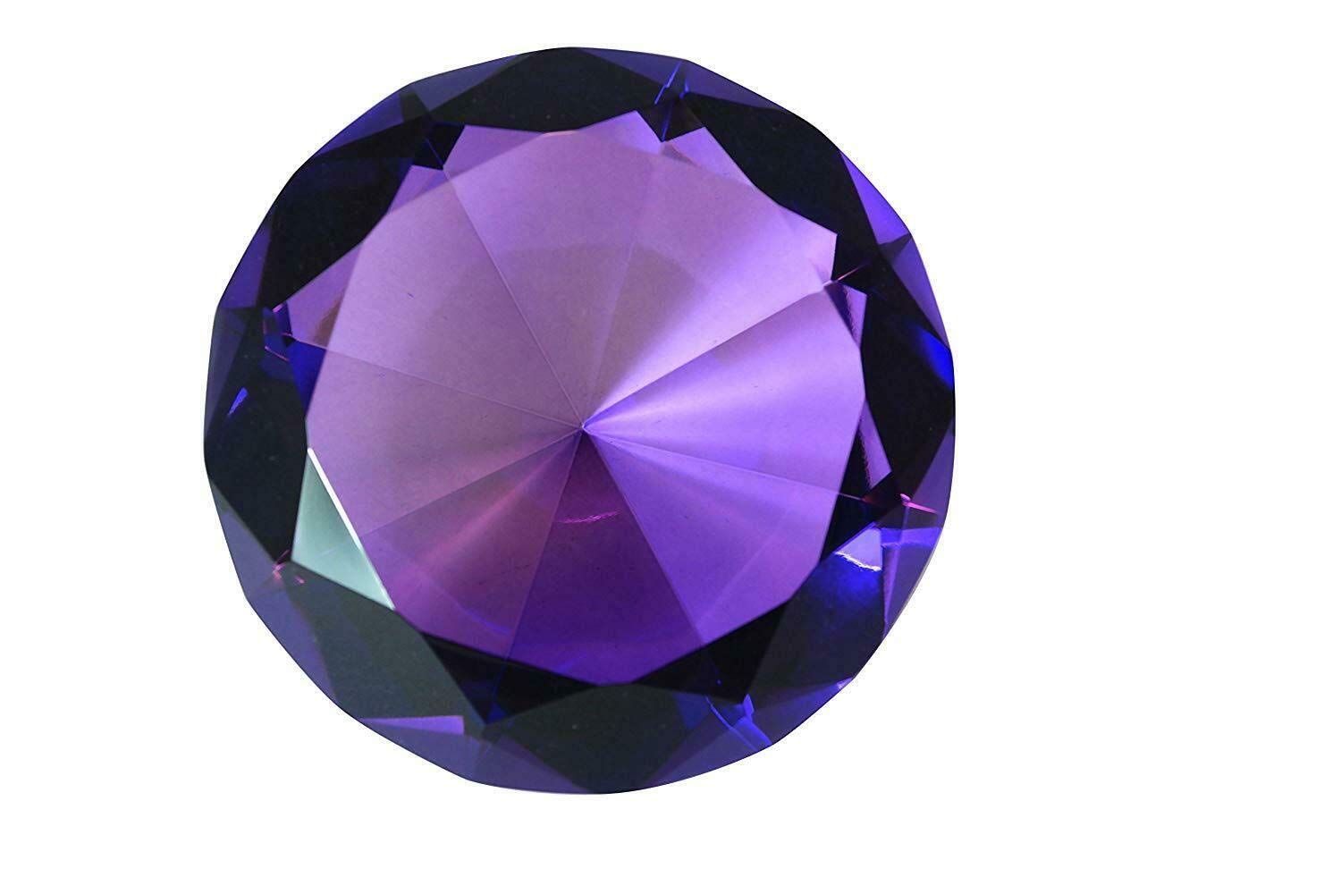 Zoogamo 2    / 60 Mm Dark Purple Diamond Shaped Glass Crystal Paperweight - Home Office Decor & Wedding Favors Centerpieces Deco