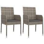 vidaXL Patio Dining Set - Modern 3 Piece Outdoor Furniture with Cushions, Gray Poly Rattan Construction, Versatile Modular Design, Comfortable & Sturdy