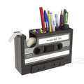 Creative Adhesive Tape Pen Holder Case, Retro Cassette Tape Dispenser Vase Brush Pot, Popular Pencil Desk Collection Tidy Organi