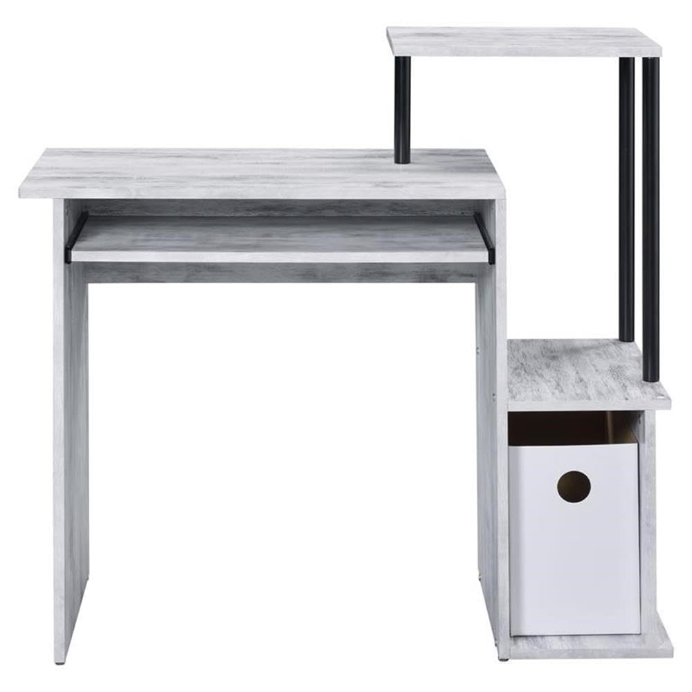 Acme Lyphre Wooden Top Computer Desk In Antique White And Black
