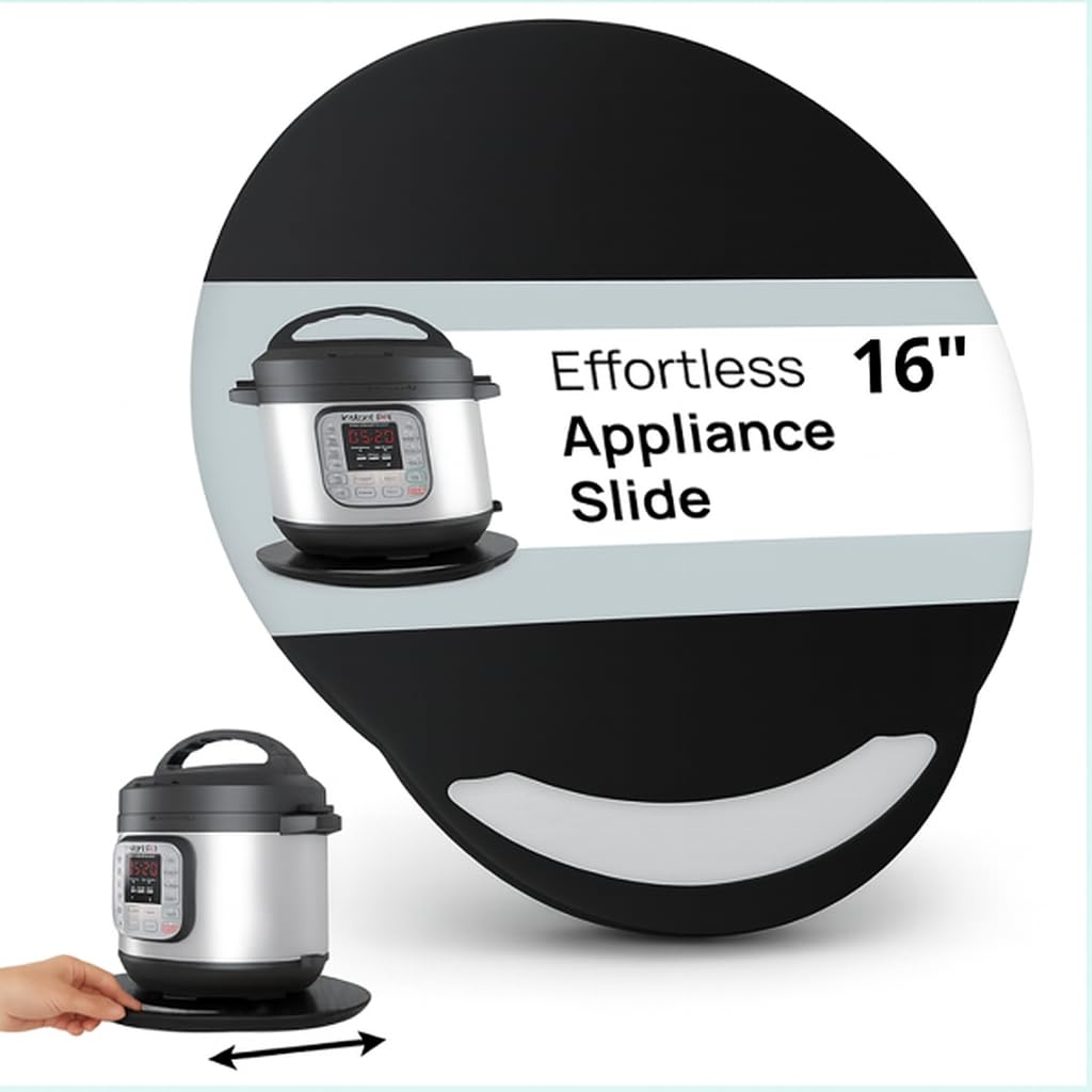 Ibyx Elegant Round Sliding Tray for Your Pressure Cooker, Air Fryer & Heavy Kitchen Appliances - Sturdy, Slides Easily from Unde