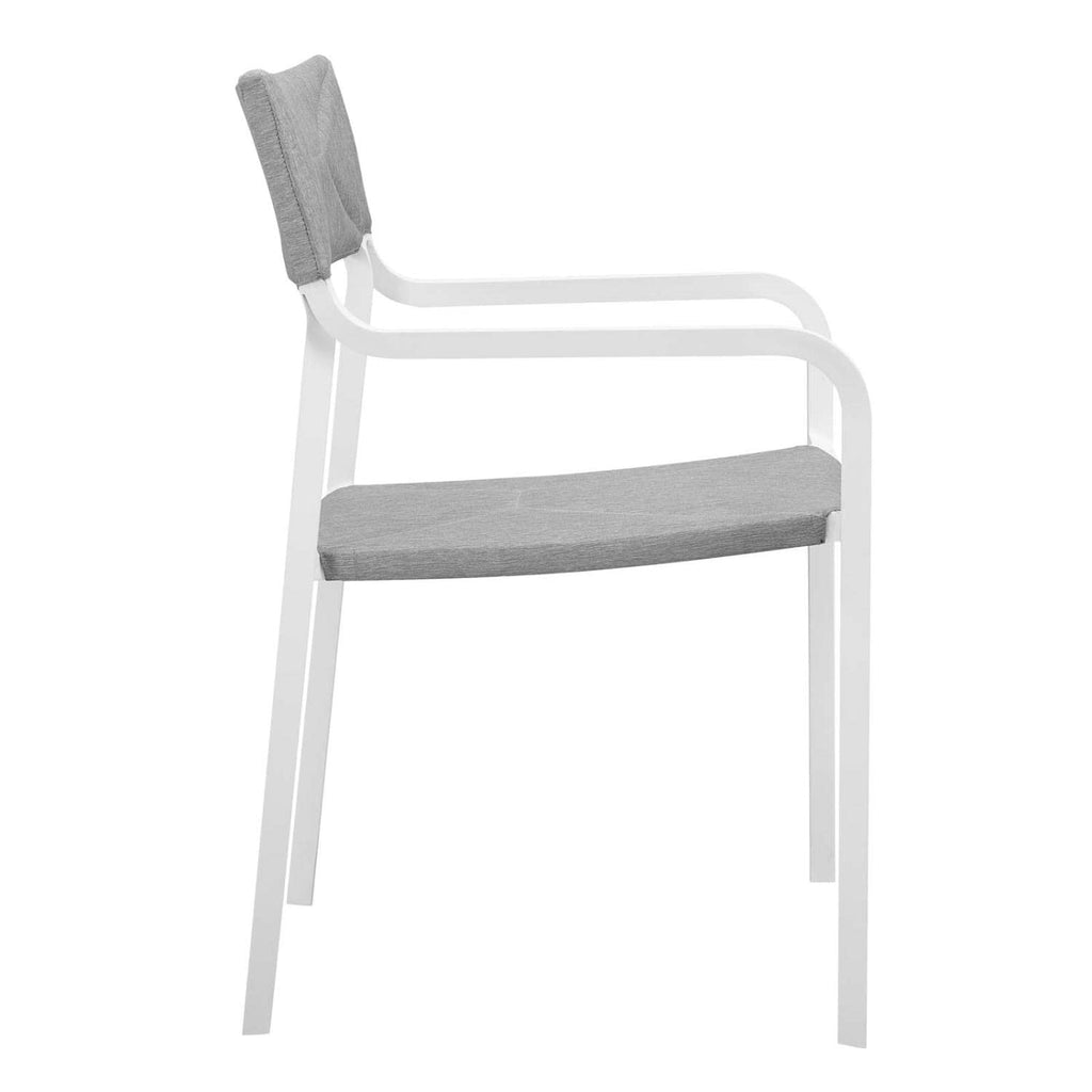 Modway Raleigh 34" Modern Fabric Outdoor Patio Armchair In White/Gray (Set Of 2)