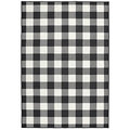 HomeRoots Polypropylene 8’x11’ Black and Ivory Gingham Indoor Outdoor Area Rug