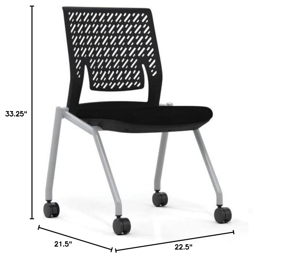Safco Mayline Ktx2Sbblk Thesis Flex Back Training Chairs, Set Of 2, Nest Or Stack For Easy Storage, Cushioned Seat, Wheeled Base