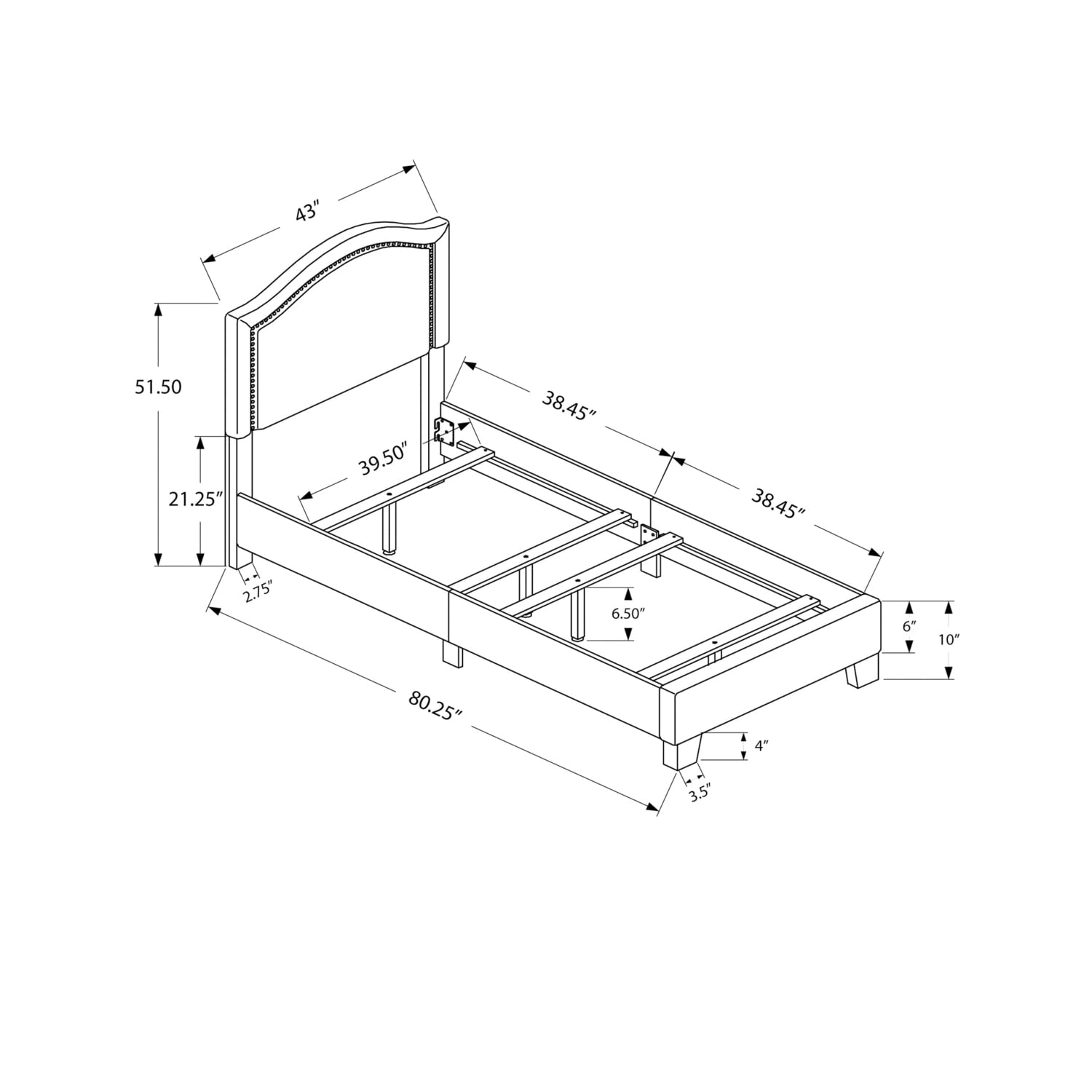Monarch Specialties Bed Frames, Twin, Beige