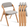 HOMEFUN Folding Chairs with Cushion Padded Foldable Chiars 4 Pack - Wooden Dining Fold Seat with Removable Cover Extra Chair for