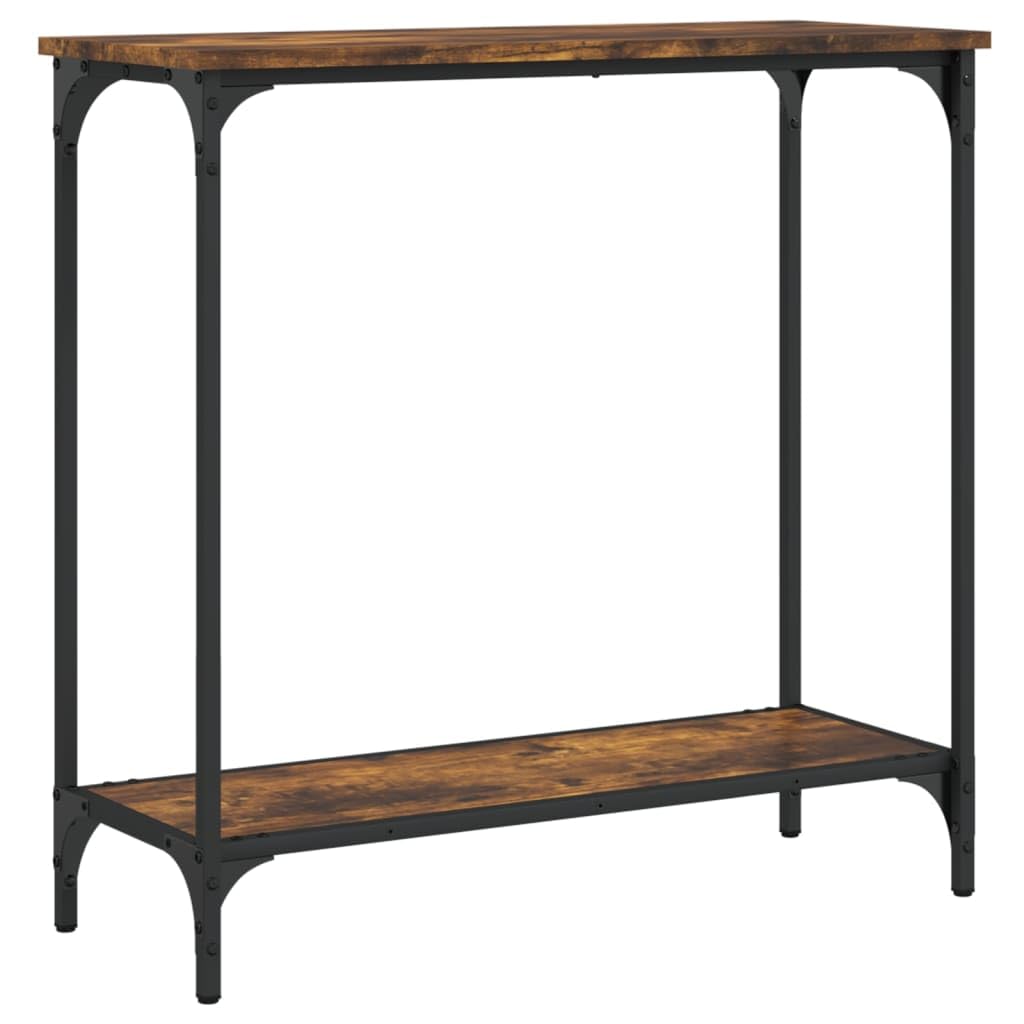 vidaXL Brown Oak Console Table with Storage Space, Engineered Wood and Metal Construction, Adjustable Feet, Industrial Style