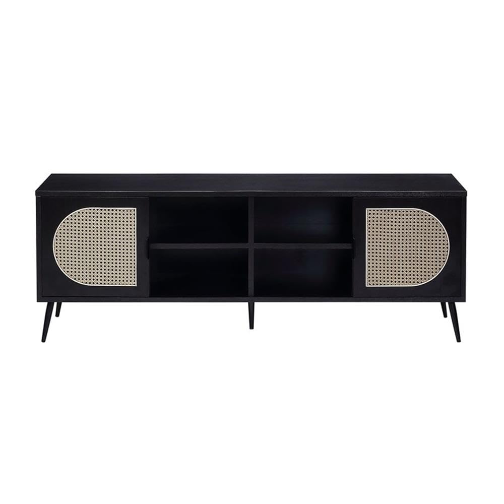 Acme Furniture 2 Doors and Four Open Shelves TV Stand, Black