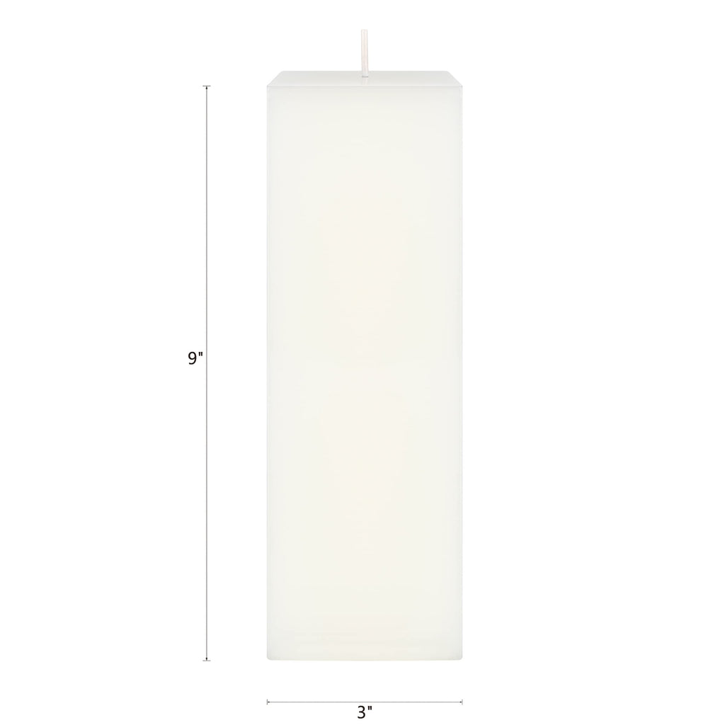 Mega Candles 1 Pc Unscented White Square Pillar Candle, Hand Poured Premium Wax Candles 3 Inch X 9 Inch, Home D  Cor, Wedding Re