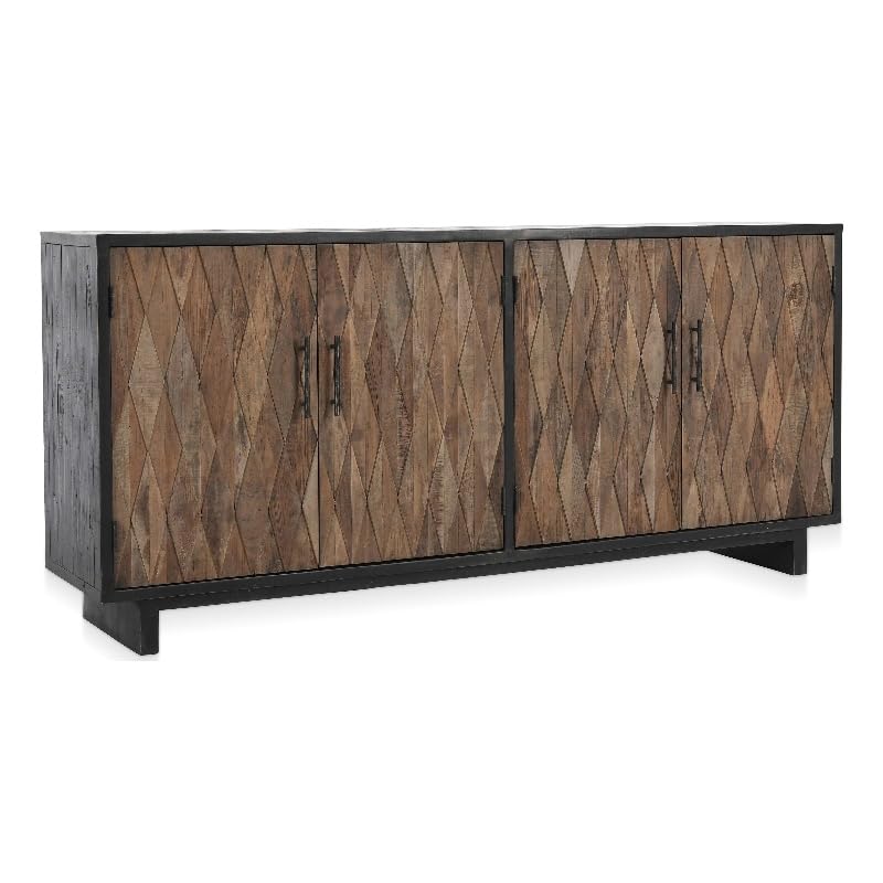 Kosas Home Anton 4-Door Farmhouse Wood Sideboard in Natural Brown/Dark Black