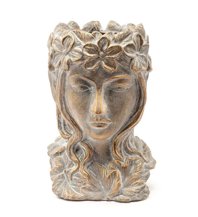 Napco Lady Fairy Head Grey 12 X 5.25 Resin Planter