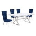 Best Quality Furniture D440/1-Sc330-7 Dining Set, 5-Piece, Navy Blue/Silver