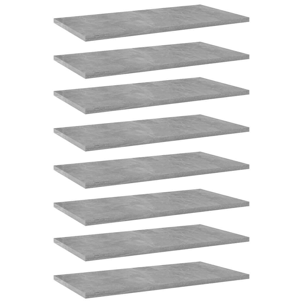 vidaXL 8-Piece Engineered Wood Bookshelf Boards, 23.6&quot;x11.8&quot;x0.6&quot;, Concrete Gray- Versatile, Easy to Clean, Compact Storage Solution