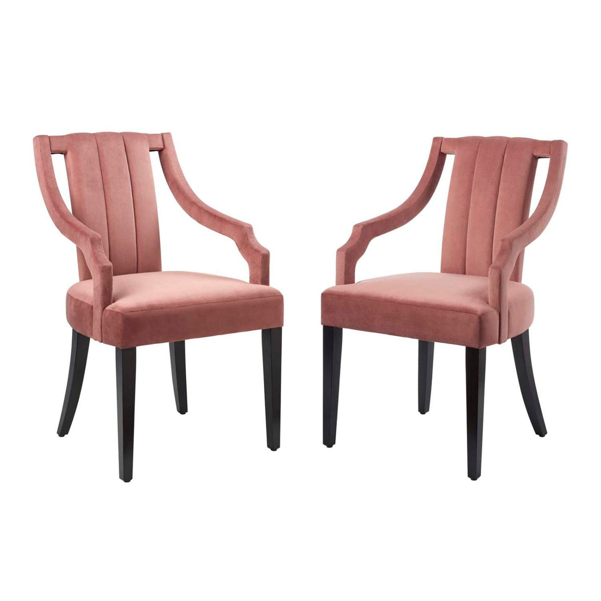 Modway Virtue Performance Velvet Dining Chairs in Dusty Rose (Set of 2)