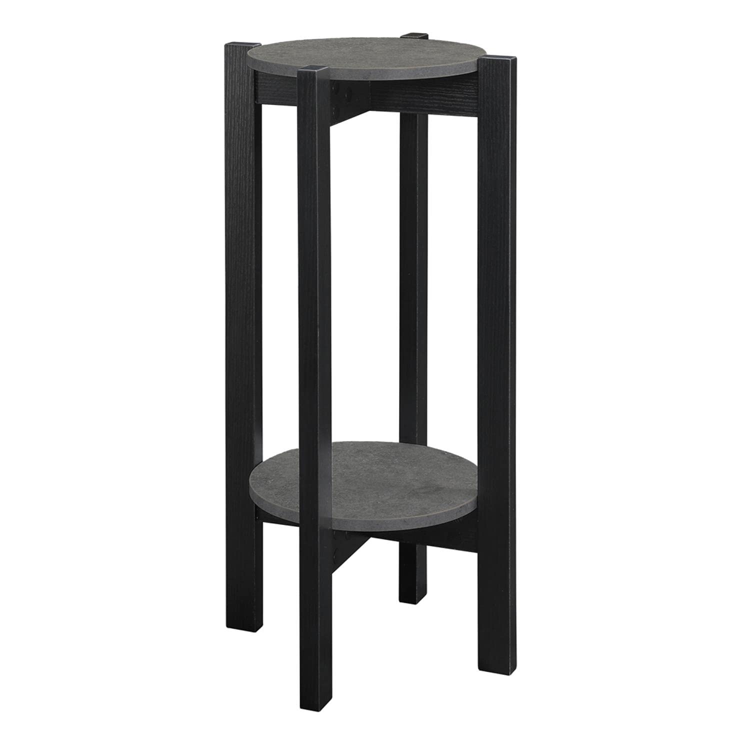 Convenience Concepts Newport Deluxe Plant Stand,Wood Faux Cement / Black