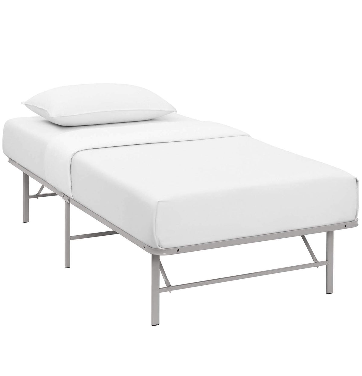 Modway Horizon Replaces Box Spring-Folding Metal Mattress Bed Frame, Twin, Gray