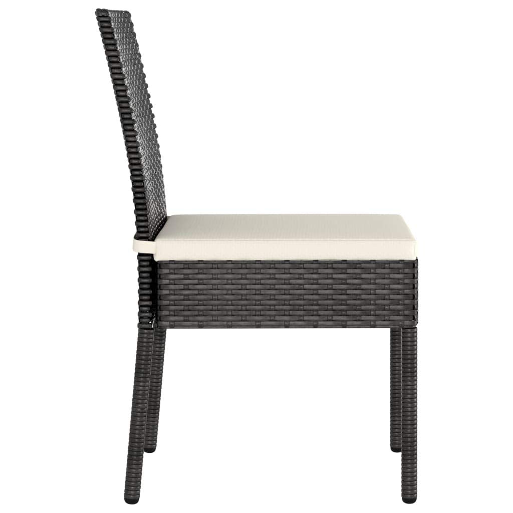 vidaXL Patio Dining Chairs (Set of 2) - Modern Design Poly Rattan Outdoor Chairs with Powder-Coated Steel Frames and Comfortable Cushions, Weather-Resistant and Lightweight - Black