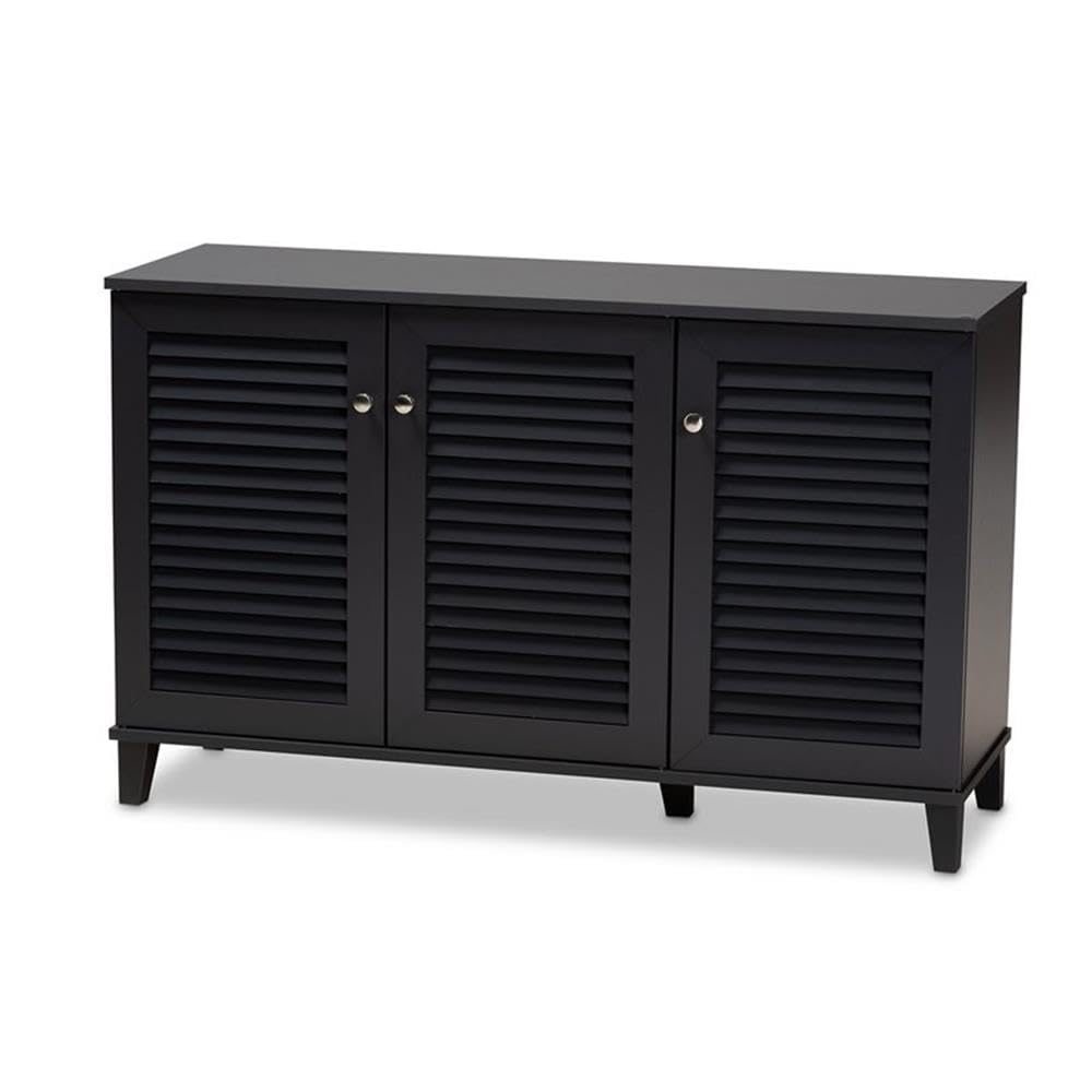 Baxton Studio Coolidge Modern and Contemporary Dark Grey Finished 8-Shelf Wood Shoe Storage Cabinet