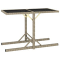 vidaXL Patio Table Patio Garden Table for Picnic with Glass Top PE Rattan Beige