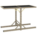 vidaXL Patio Table Patio Garden Table for Picnic with Glass Top PE Rattan Beige