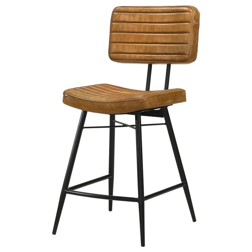 Coaster Partridge Leather Upholstered Counter Height Stools Camel