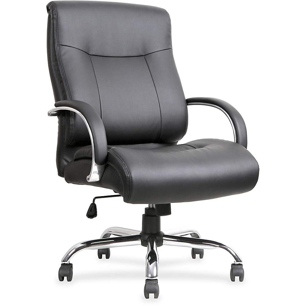 Lorell Leather Deluxe Big/Tall Chair, Black