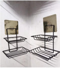 Wall Mounted Bathroom Organiser, 2Tier Wire Shelf Rack, Adhesive, Black