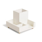 U Brands Juliet Compartment Cup, Office Organization Supplies, White And Gold, 1 Count