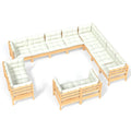 vidaXL Solid Pinewood Patio Lounge Set - 12-Piece Garden Sofa with Gray Cushions, Modular Design, Comfortable Outdoor Seating