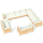 vidaXL Solid Pinewood Patio Lounge Set - 12-Piece Garden Sofa with Gray Cushions, Modular Design, Comfortable Outdoor Seating