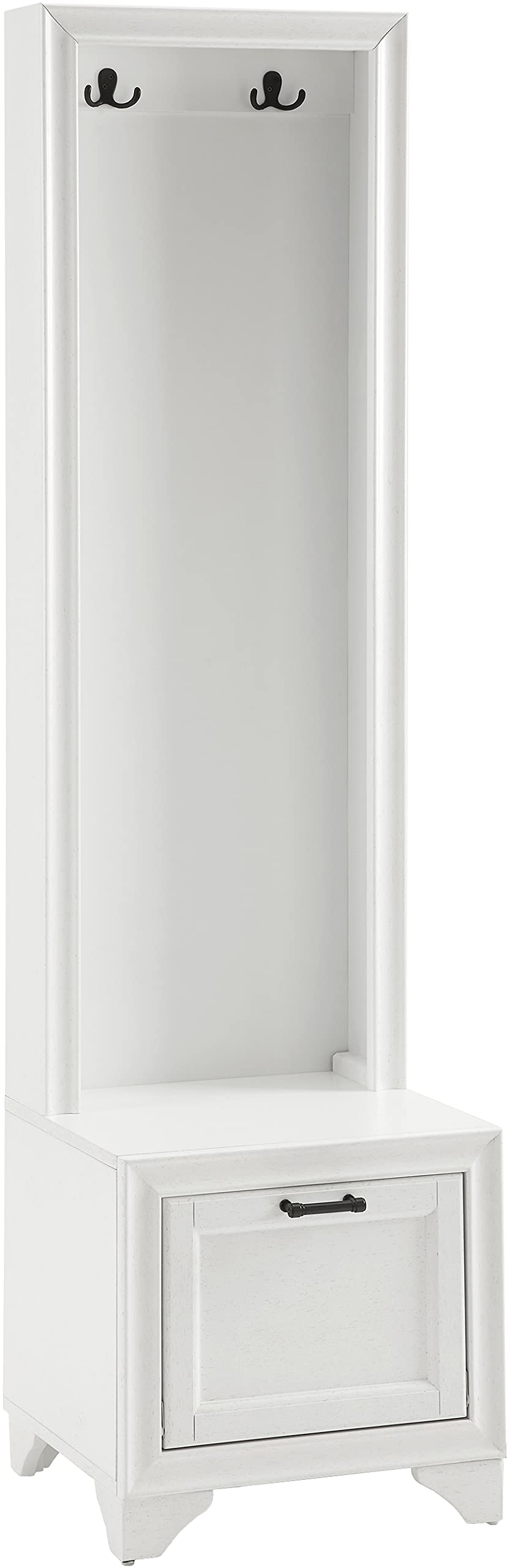 Crosley Furniture Tara 3-Piece Hall Tree and Bookshelf Storage Cabinet Set with Shoe Rack Bench and Hooks, Distressed White - Thumbnail 2