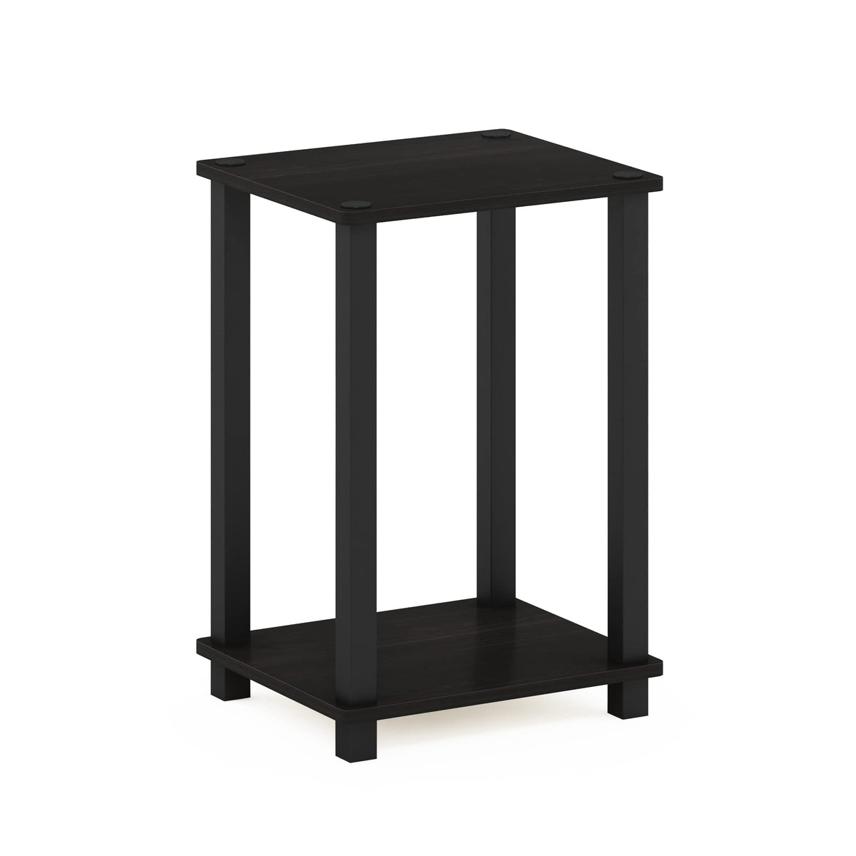 Furinno Simplistic 1-Tier End Side Night Stand/Bedside Table With Plastic Poles, Espresso/Black